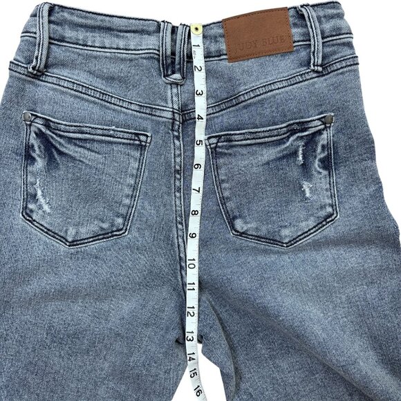 Judy Blue Womens Distressed Slim Fit Jeans 3/26 Light Blue Denim - Picture 8 of 9